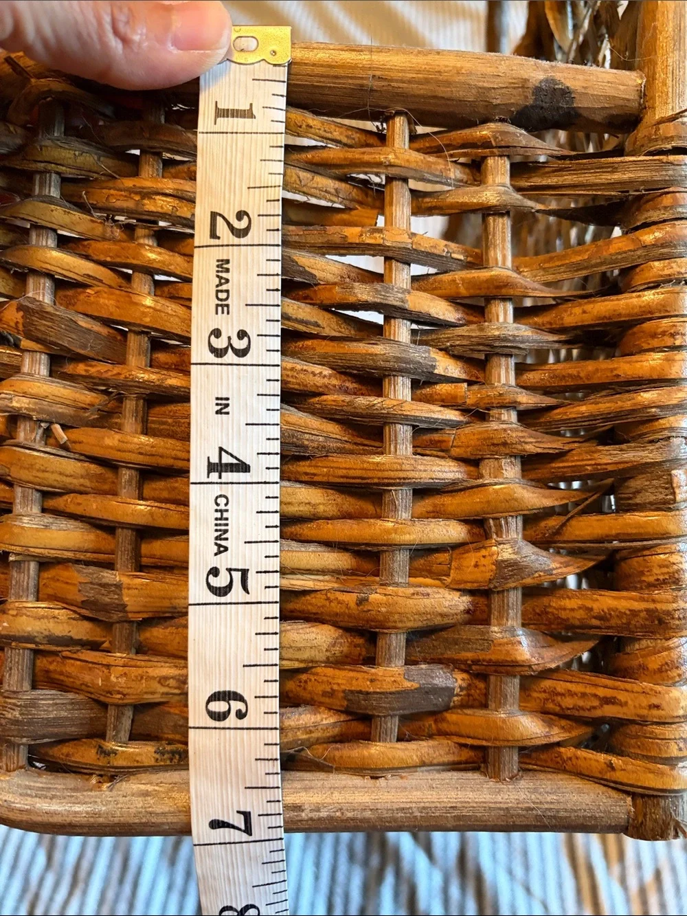 Woven Brown Rattan Wall Basket Organizer